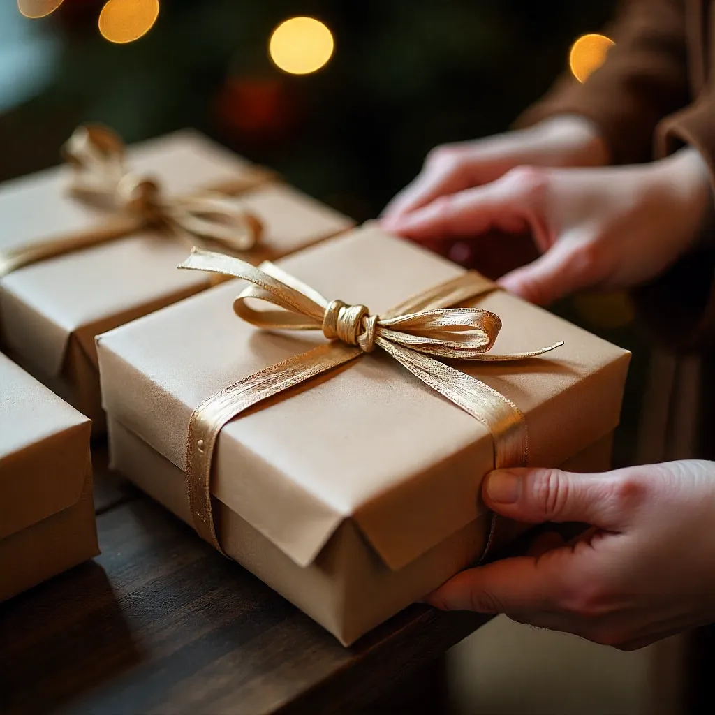 Minimalist gift wrapping example